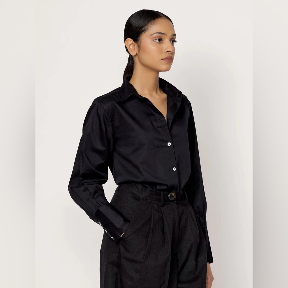 Laude The Label Museo Button Up Satin 100% Cupro Shirt Blouse In Size S